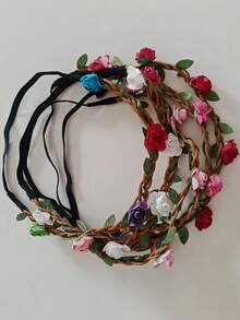 1 Stück farbenfroher Rosenblumenkranz, das beste Valentinstags-Geschenk für Frauen & Mädchen, Rosengeflochtenes Stirnband, elastisch dehnbar, Braut-Party Haarschmuck, Boho Urlaubsstil, Krone, Frauen Festival Haarschmuck, Kronen, Tiara, Kostümkrone, Haarreif Valentinstag Muse, Braut, Hochzeit - Verschiedenfarbig - Übersicht 2