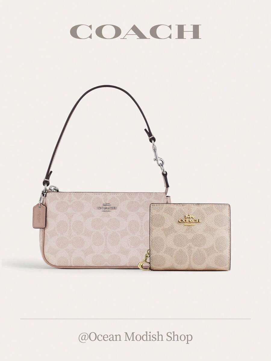 Nolita 19 Shoulder Bag Women Underarm Bag Ladies Cute Purses And Bags Women Coach Bags Set Shoulder Bag In Blocked Signature Canvas,2026 Valentine's Day Gifts,Gift For Her - Bộ màu hồng 8 - Xem 1