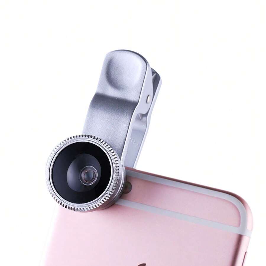 Universal Clip-On 3-In-1 Phone Camera Lens Kit – Wide Angle + 180° Fisheye + Macro Lenses For IPhone & Android – Portable Smartphone Lens Set For Travel, Selfies & Close-Up Pics - 銀色 - 查看 1