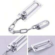 1pc Metal Security Chain Lock, Suitable For Hotel/Exhibition Cabinet Safety Doors, Screw-On Anti-Theft Chain, Silver Finish - Multicolor - View 2