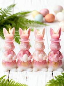 1个可爱复活节主题彩蛋蜡烛硅胶模具 - 可重复使用/易于清洁，适用于肥皂/树脂，复活节/春季复活节/情人节礼物 - 白色 - 查看 7