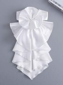 1件白色缎面复古夸张花朵领带，颈巾假领子宫廷流口水围巾男女通用配饰挂脖花朵 - A - 查看 9