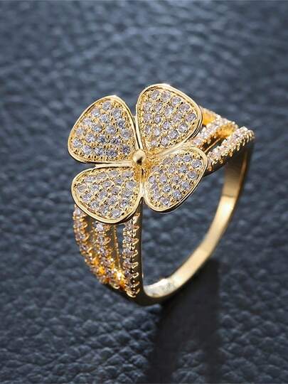 1 pieza Anillo de moda elegante con estampado floral vintage, adecuado para ir al trabajo, reuniones, banquetes y fiestas