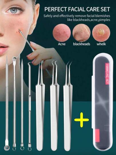 Black Head Remover Tool Kit, Facial Blackhead Extractor, Acne Comedone Extractor, Professional Acne Treatment Set - Effective Blackhead Remover, Acne & Spot Cream, Skincare Tools, Essential For Women, Pore Cleanser, Dermatological Needles For Deep Cleansing, Exfoliating And Smoothing Skin, Blackhead Removal Tool Set, Facial Blackhead Extractor, Acne Extractor, Pimple & Spot Extractor