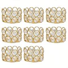 12pcs Crystal Expressing Candle Holders, Elegant Candle Boxes Decorated With Gold, Center Decoration Boxes For Weddings, Homes, Parties (Candles Not Included)