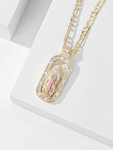 1件经典欧式铜质守护天使瓜达卢佩圣母玛利亚吊坠项链，限量版，适合作为圣诞节/感恩节/万圣节/母亲节/情人节礼物送给情侣/朋友/教父母，也适合天主教初领圣体、日常及节日佩戴祈祷。 - 金黃色 - 查看 8