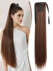 Extensiones de cola de caballo sintética negra recta de 18 a 34 pulgadas, para mujeres - Multicolor - Ver 16