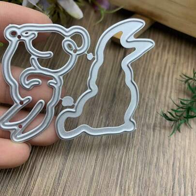 Troquelado de metal con forma de conejo, molde de corte de conejo de Pascua para hacer tarjetas, troqueles de corte y plantillas de corte para manualidades DIY, decoración de álbumes, plantillas de estampado en papel