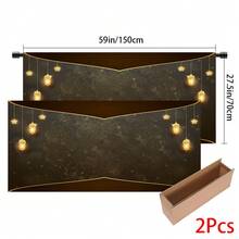 1pc Pattern Retro Printed Tablecloth, Kitchen Small Curtain, Cabinet Curtain, Islamic Festival Decoration, With Curtain Holes, Easy To Hang, 100% Polyester, Rectangular, Woven, Machine Washable, Kitchen Decor And Accessories, Suitable For Kitchen Cabinets And Home Decor - Multicolor - View 13