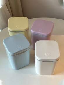 Simple Desktop Mini Trash Can With Lid, Small Garbage Bin,Desktop Trash Can,Creative Press-Type Waste Bin For Living Room And Office Cleaning & Storage, Used For Storing Fruit Peel And Paper Scraps On Desk To Keep Tidy, For Bathroom, Home Office Desk Decor,Coffee Table, Office, Living Room, Study - Multicolor - View 6