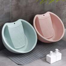 Lavabo de plástico antideslizante 2 en 1, lavabo de limpieza de ropa interior, práctico y ligero, para lavarse las manos y la ropa - verde - Ver 5
