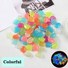 800pcs 1-1.8cm Solar Powered Luminous Pebbles, Outdoor Garden Decor, Aquarium Filler, Vase Filler, Backyard, Patio, Walkway And Fish Tank Decor (Deep Blue, Mixed Colors, Mechanical Packaging, Occasional Defects But Sufficient Quantity) - Multicolor - View 6