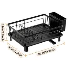 1pc Dish Drying Rack With Cutlery Holder, Space-Saving Kitchen Countertop Dish Drainer Rack, High-Quality Kitchen Storage Organizer - Black - View 12
