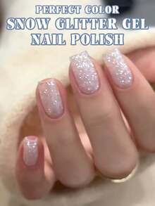 8ml Snowflake Gel Nail Polish, Milky White With Glitter Flakes, Suitable For Winter Christmas Manicure, Can Be Used For Nail Art Design And Nail Polish Manicure. No Need For Base Coat Or Top Coat, Easy To Remove, Long-Lasting And Durable, UV Lamp Curing. Perfect For Christmas And Thanksgiving Nail Design, Suitable For Home And Nail Salon Use. Nails - 白色 - 查看 2