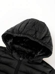 Women's Minimalist Hooded Down Jacket With Pockets, Suitable For Spring, Autumn And Winter - Black - View 10