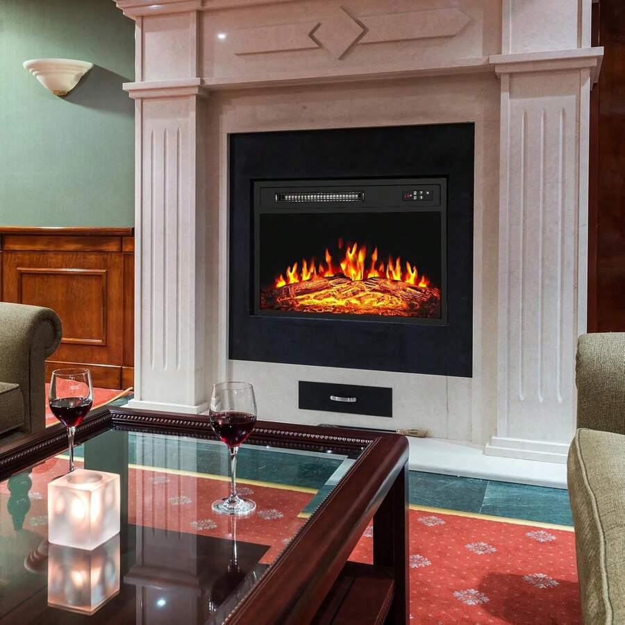 18Inch Electric Fireplace Insert With LED Realistic Flame,Small Recessed Fireplace Heater With Touch Screen&Remote Control,Portable Compact Fireplace With Adjustable Flame, Timer 750/1500W, 18-FPIH-A1,18-FPIH-A1-LPS,23-FPIH-A2,25-GMFP-A2024 - US B Type Plug(110-127V) - View 1