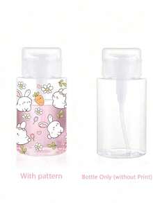 Pink Easter Gift Rabbit Pattern Refillable PET Travel Bottle, Easter Bunny Pattern Makeup Remover Refillable Bottle With 3.38oz/6.76oz Portable Pump Head, Suitable For Nail Polish Remover, Toner And Makeup Remover, Dome Design, Hand Wash, Reusable, Makeup Remover Bottle (Manual Measurement, Normal Error 2cm, Milliliter Data Accurate) - Multicolor - View 5