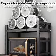 Adjustable Microwave Stand In Carbon Steel | 2-Tier Shelf, Durable And Multifunctional - 黑色 - 查看 6