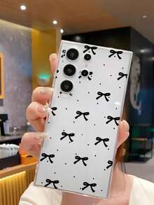 1pc Classic Black Polka Dot Bow Soft Phone Case Compatible With IPhone 17/17 Air/17 Pro/17 Pro Max, Honor, Redmi, Galaxy A04e/12/A13/A14/A34/A50/A52/A53/A54/S21/S22/S23/S24/S25/S25Ultra, 6A/7A/8A, 12T/13T - transparente - Ver 2