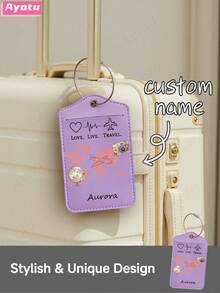 Ayotu Customized Airplane Map Camera Pattern Luggage Tag (Can Be Customized With Name And Text), Travel Cruise Luggage Label, Backpack, Handbag And Schoolbag Label, Personalized Card Holder, Business ID Travel Tag, Essential For Group Travel, Activities And Company Trips, Creative Valentine's Day, Birthday And Holiday Gift ,Holiday Essential, Id Card - Multicolor - View 3