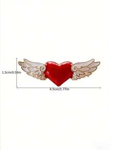 1pc Fashionable Red Heart Angel Wings Brooch, Multipurpose Pin For Clothing, Bags, Scarves, Elegant & Cute, DIY Necklace Accessory, Suitable For Women's Holiday, Party, Daily Wear, Valentine's Day, Mother's Day Gift For Lover Or Friend - Wings Of Love - View 8