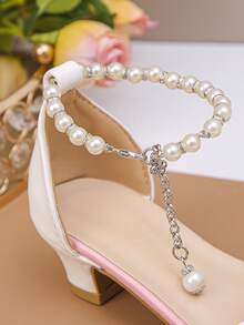 1 Pair Dreamy & Fashionable High Heel Sandals For Little Princesses, Versatile For Banquets, Performances, Vacations, The Best Gift For Children, Suitable For Summer - White - View 7