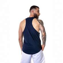 Men's Plain Tank Top, Sleeveless, Bodybuilder, Gym, Fitness, Weightlifting - 藏蓝色 - 查看 2