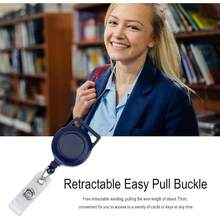 Pinza retrctil para porta credencial - Clip de carretes de de enfermera Clip de placa de identificacin porttil para mochila, bolso, llavero, bolsillo, material escolar para profesores, estudiante - Azul Marino - Ver 2