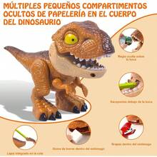 Juego de papelera 5 en 1 Dinosaurio - Regla, lpiz, sacapuntas, grapadora, goma de borrar. Diseo compacto para nios y nias - Recompensas para el aula Regalos de cumpleaos y detalles para fiestas. - inicial - Ver 2