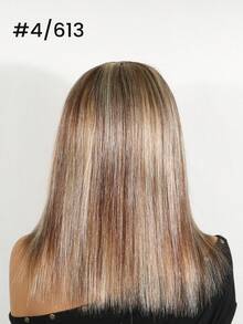 12英寸渐变棕色和漂白金色直发人发发箍假发，150%密度，灰白相间直发发箍假发，全机织时尚灰白无胶假发，带挑染，女士易戴 - 彩色 - 查看 4