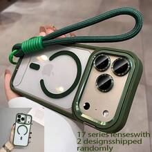 New Orange Magnetic Wireless Charging Metal Lens Holder Phone Case, Compatible With Iphone 17 Pro Max, Air 16, 15, 14, 13, 12 Pro Max Plus, 17Pro, 17Promax, Comes With A Separate Lens Protector, Acrylic Back Panel, Shockproof Armor - Xám - Xem 12