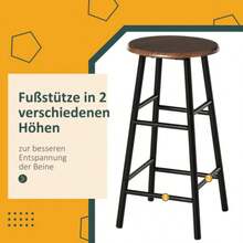 Bar Table Set, 3-Piece: Dining Table With 2 Bar Stools, Kitchen Table And Chairs, Standing Table And Bar Stools With Storage Shelf, Metal, 80 X 50 X 90 Cm, Black - Black - View 5