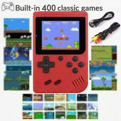 1 pieza Consola de juegos portátil Macaron Mini 400-en-1, pantalla grande de juegos clásicos retro, con batería de alta capacidad de 1020mAh, consola de juegos retro (1 jugador/2 jugadores)