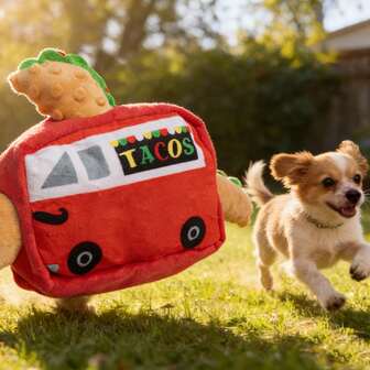 3개/세트 타코 모양 개 씹는 장난감, 애완 동물을 위한 플러시 삑삑이 장난감, 개와 고양이에게 적합