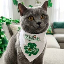 圣帕特里克节狗狗三角围巾，男女通用，优质耐用面料，适合小型和中型犬的节日围巾 - 彩色 - 查看 12