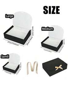 10 piezas Cajas de regalo negras con tapas y cintas, cajas de embalaje cuadradas con cinta, adecuadas para cajas de invitación de damas de honor, cajas de regalo de boda, cajas de regalo de cumpleaños, cajas de baby shower, regalos del Día de San Valentín, etc. - Negro - Ver 4