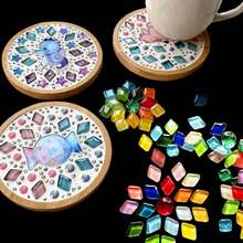 100pcs Rhombus Glass Mosaic Tiles - Premium Craft Decorative Pieces For Creative Art, Painting, Handmade Jewelry, And DIY Projects