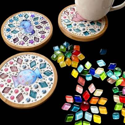 100pcs Rhombus Glass Mosaic Tiles - Premium Craft Decorative Pieces For Creative Art, Painting, Handmade Jewelry, And DIY Projects
