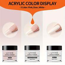 10件套亚克力美甲套装 - 透明/白色/粉色亚克力粉和液体套装，包含亚克力美甲刷，持久耐用，专业DIY亚克力美甲，新手友好型亚克力美甲套装 - 白色 - 查看 7