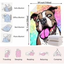 Cozy Cartoon Dog Print Flannel Blanket - Soft,, Versatile Home, Office, Travel, And Outdoor Use - Grey - View 6