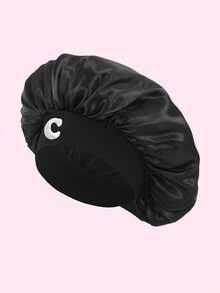 1pc Soft Satin Children's Sleep Cap With Embroidered "A-K" Details, Protects Hair For Sleeping And Daily Hair Care