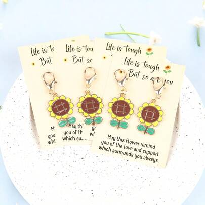 4pcs Vibrant Sunflower Keychains, Mini Bag Charms - Perfect Gifts For Family And Friends, Thinking Of You Gifts, Companion Gifts, Back To School Gifts; Exquisite Animal And Floral Designs, Crafted With Precision, Fun Accessories, Symbols Of Health And Optimism
