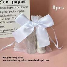 8 túi quà tặng bằng vải voan và organza có dây rút, kèm nơ ruy băng - Thích hợp cho Ngày Valentine, trang trí sinh nhật, đựng trang sức cưới | Nhiều màu sắc (Hồng/Đen/Trắng) Túi quà tặng trong suốt - Nhiều màu - Xem 10