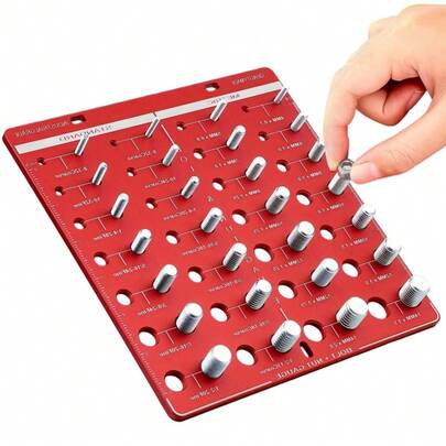 螺纹检测仪，螺纹检测量规工具，28个公制和内六角量规，螺母和螺栓螺纹检测仪，带尺子的螺栓和螺母识别量规