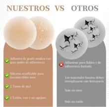 ECYWE 3pares Cubrepezones de Silicona Adhesiva(2pares de Estilos Diario+1par de Estilos Transpirables con Agujeros),Reutilizable Cubre Pezones para Mujer con Caja de Alenamiento,Pezoneras Cómodo - Piel oscura - Ver 6