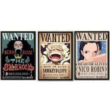 ONE PIECE 1/2/3/6件套复活节流行卡通海报印刷帆布墙画，适用于卧室、客厅、酒吧、咖啡厅、入口处，无框墙面装饰