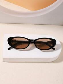 1副复古高端简约椭圆形镜框女士时尚眼镜，百搭时尚街头风 - 彩色 - 查看 2