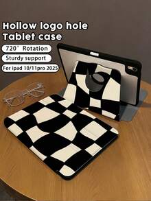 1 Sản phẩm, Ốp lưng máy tính bảng in HD hai mặt họa tiết caro đen trắng, tương thích với iPad 10/9/11 2025, với mặt lưng acrylic trong suốt, mẫu mới cho năm 2026, tự động bật/tắt màn hình, hỗ trợ nhiều góc độ với khe cắm bút, vật dụng cần thiết cho văn phòng và học tập, ốp bảo vệ không từ tính, và là món quà năm mới 2026. - Đen và trắng - Xem 2