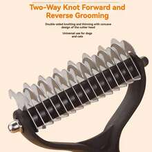 2-Sided Pet Grooming Brush, Dog Deshedding Tool, Cat & Dog Undercoat Rake, Long Hair Dematting Comb, Reduces Shedding, Suitable For Small, Medium And Large Dogs And Cats - Multicolor - View 3
