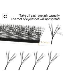 XIUSUZAKI 8-15毫米W型卷翘睫毛，2D/3D/4D/5D/6D/7D/8D预制睫毛簇，YY单根睫毛，12排 - D - 查看 20